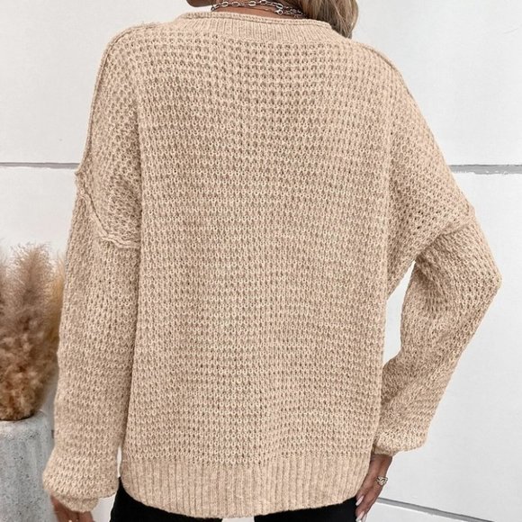 Button detailed Waffle Knit Sweater Top - Picture 2 of 5